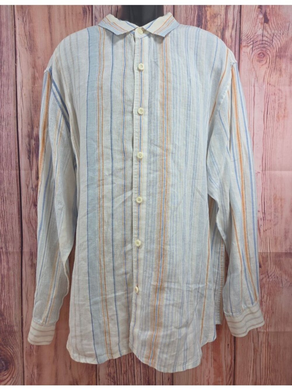 Tommy Bahama Relax Mens Striped Linen Shirt Size XXL Blue/Orange